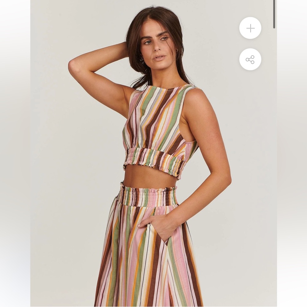 Charlie Holiday Multicolor Striped Crop Top - Pink, Green, Yellow, Brown